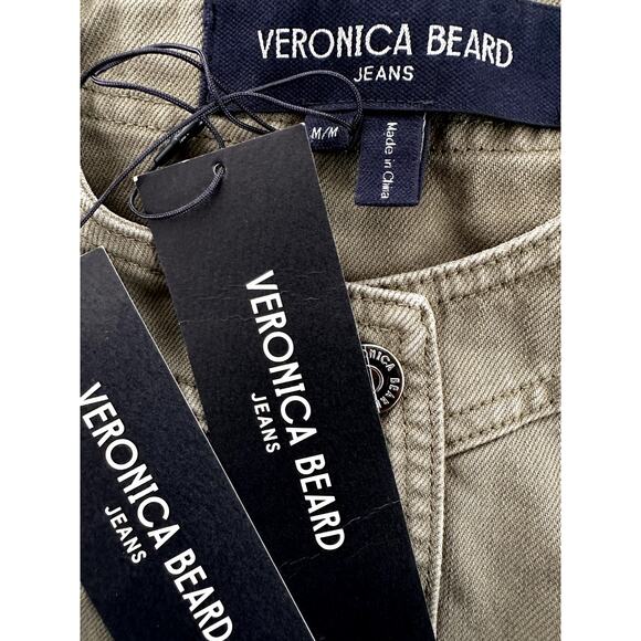 $428 Veronica Beard Elias Green Cotton Jacket Womens Size M Short Sleeve New - Picture 9 of 11